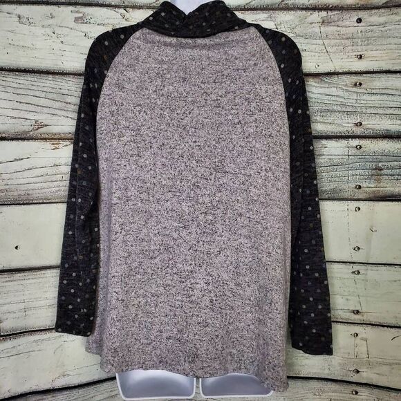White Birch Gray Polka Dot Cowl Neck Pullover Top Women’s Medium USA Made - Picture 4 of 6